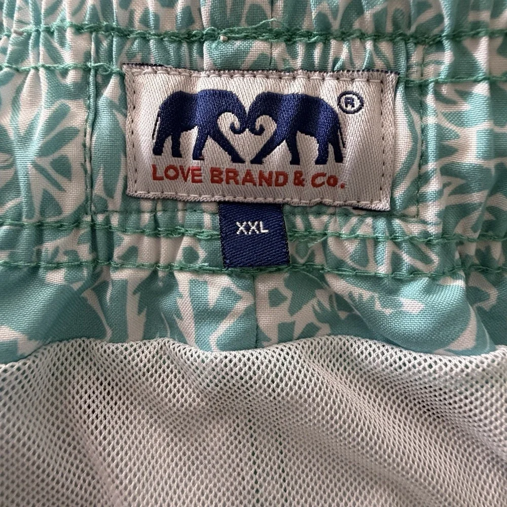 Love Brand & Co Mens  XXL Swim Trunk Shorts Blue Iguana Pocket Elastic Tie Lined